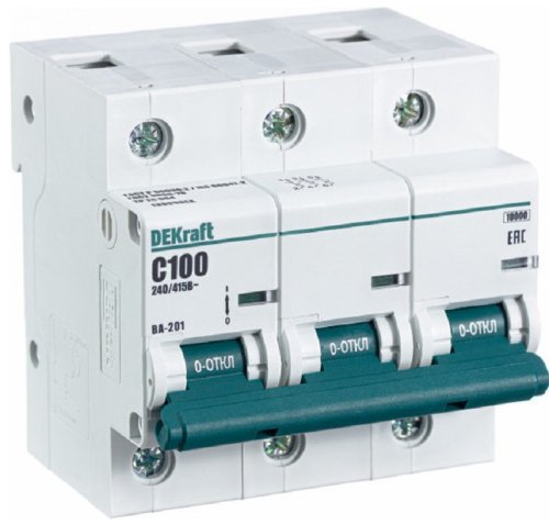 Выключатель автоматический DEKraft ВА-201 3п 100А C 10кА фото Выключатель автоматический DEKraft ВА-201 3п 100А C 10кА картинка